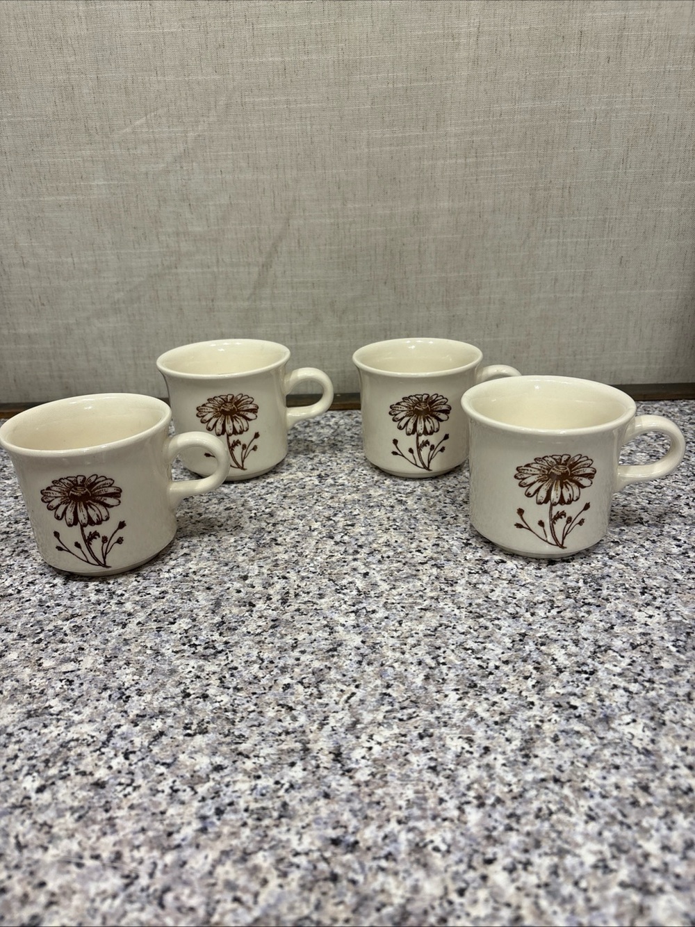 RARE Vintage Daisy Ceramic Cup/Mug Royal China USA Americana Autumn Mist Set - 4